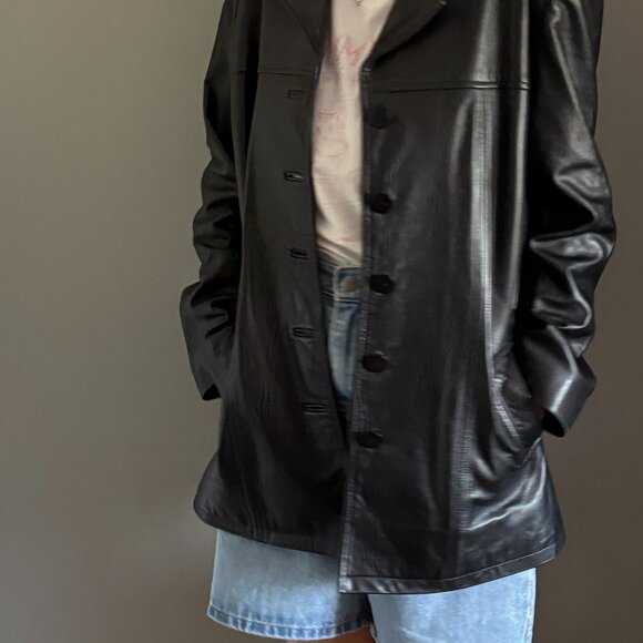 Best Ink Black Vintage Leather Jacket - Picture 4 of 16